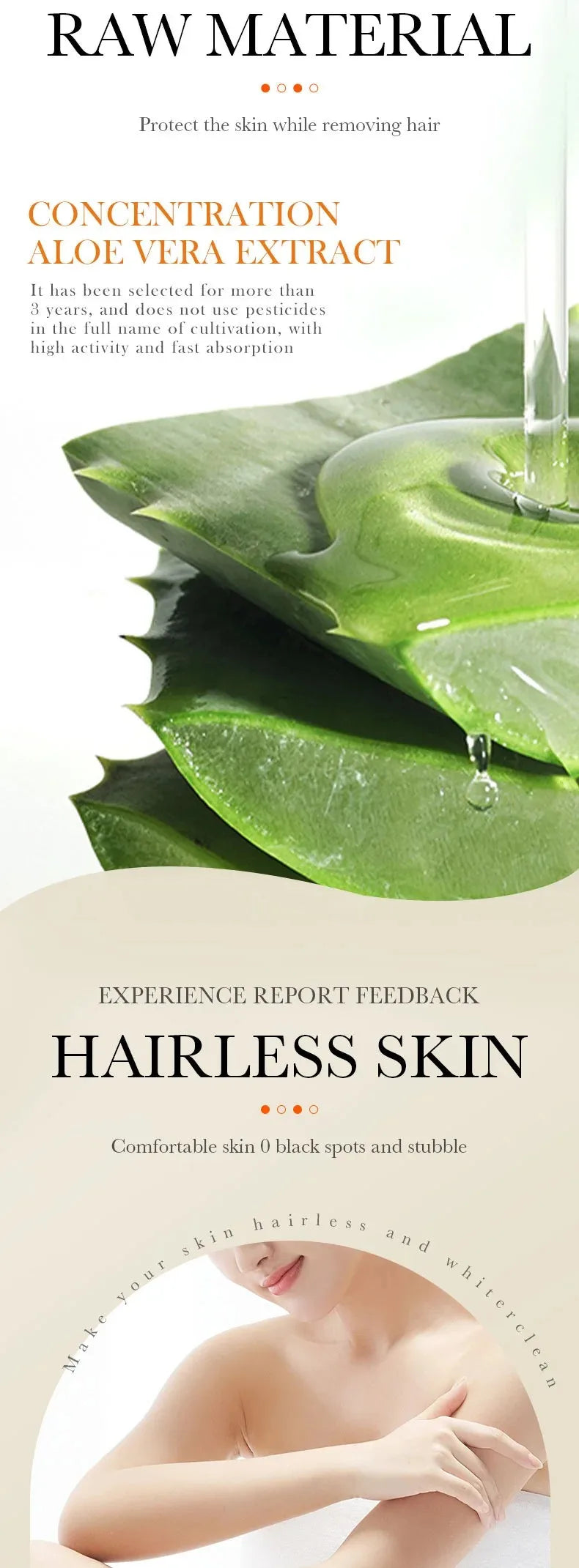 Bioaoua Aloe Vera Gentle Hair Removal Cream, 60G/Tube, Fast Hair Removal, No Harm to the Skin