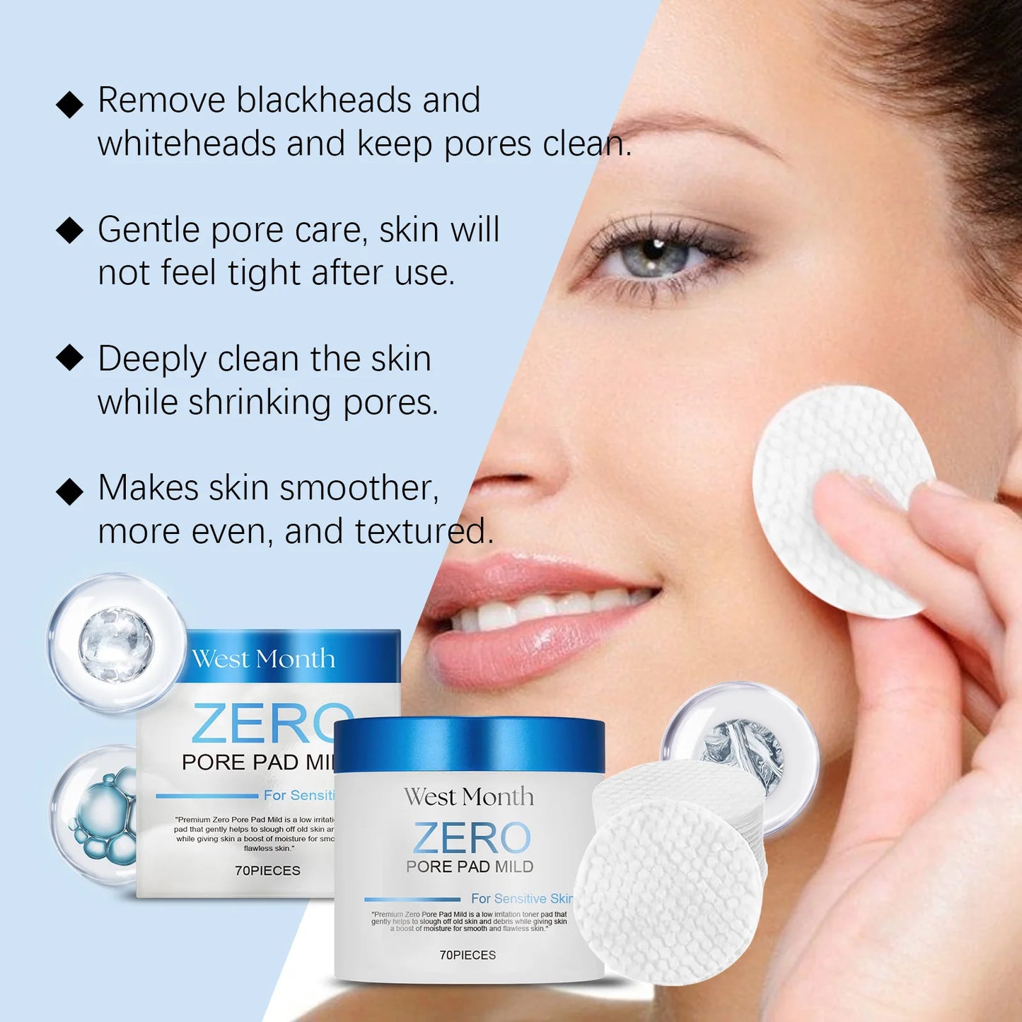 Salicylic Acid Cleaning Cotton Pads Shrink Pores Remove Blackheads Dead Skin Acne Repair Exfoliate Moisturizing Facial Skin Care