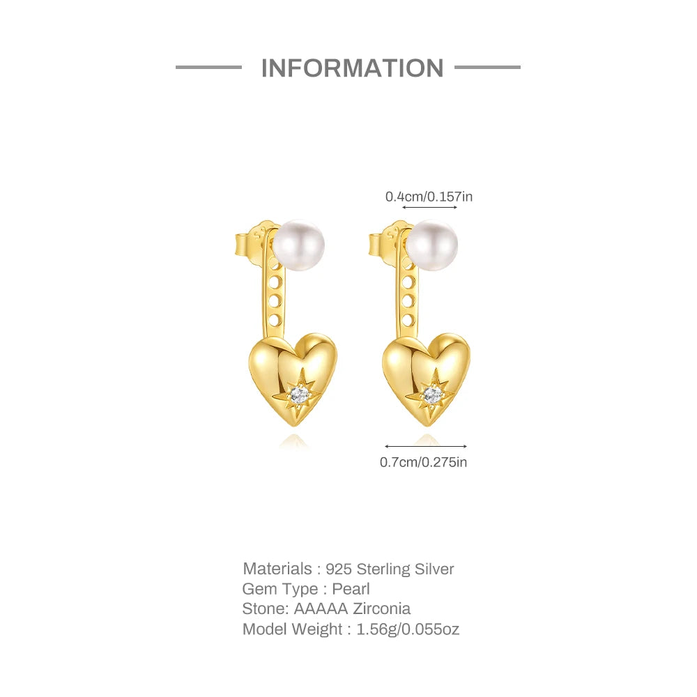 CANNER Eight Pointed Star Moon Tassel Zircon 925 Sterling Silver Drop Earrings For Women Ins Pearl Flower Minimalism Earrings