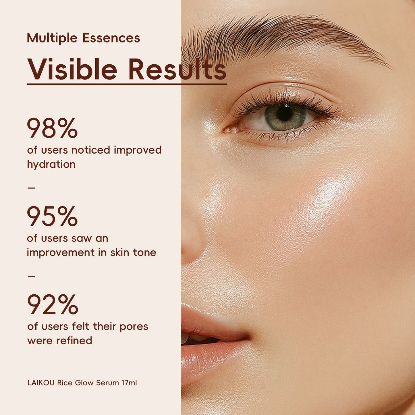 Rice Glow Facial Essence 17ml Hydrating Moisturizer Nourishes Brightens Skin Tone Natural Extract Serum Sensitive Skin