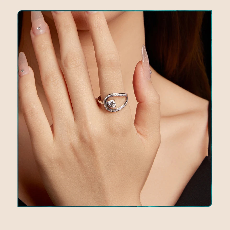 WOSTU Circle Swirl Moissanite Wedding Ring for Women 925 Sterling Silver Diamond Cut Engagement Ring Girl Party Anniversary Gift