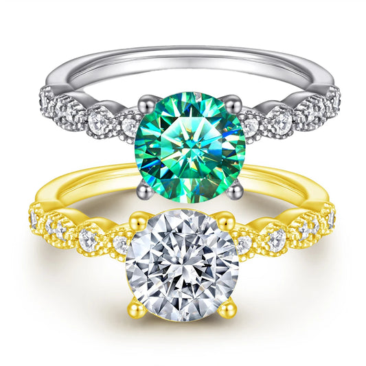 100% Genuine Teal Moissanite Ring 1ct with Certificate Passed Diamond Test Women's Jewelry Gift S925 Silver Gold Plated