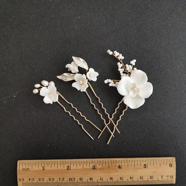 SLBRIDAL Handmade Luxury Rhinestones Freshwater Pearls Ceram Flower Bridal Tiara Wedding Bridesmaids Crown Women Hair Jewelry