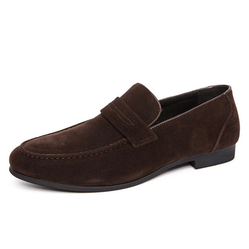 Suede Leather Oxfords Shoes For Men Loafers Casual Slip On Luxury Men Dress Shoes Office Wedding Party Shoes Man Moccasins Black