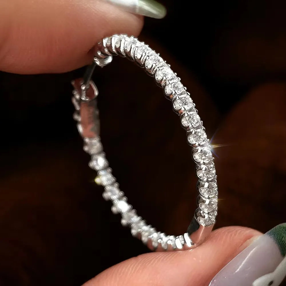 COSYA 1.8mm Full Moissanite Hoop Earrings For Women 100% S925 Silver 18K Gold Lab Diamond Earrings Wedding Fine Jewelry Gift
