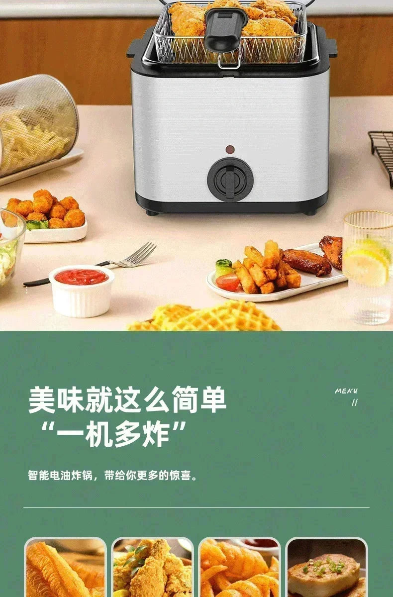 110V 220V 1000W 2.5L Square Fryer Multifunctional Electric Fryer French Fries Chicken Wings Snacks