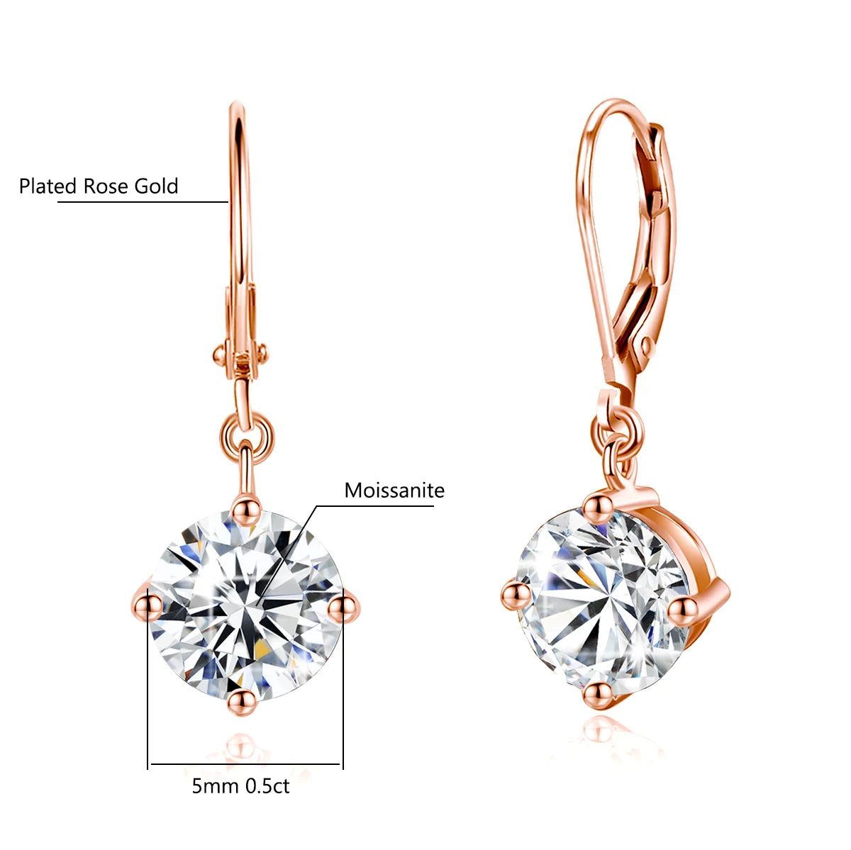 Redwood Brand Total Is 2.4ct 7mm Round Cut Moissanite Drop Earrings With Certificate Wedding Partry Jewelry For Women Trend Gift