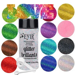 9 Colors 80g Holographic Glitter Powder Fine Shimmer Body Face Glitter Makeup Nail Art Resin Craft Party Decoration