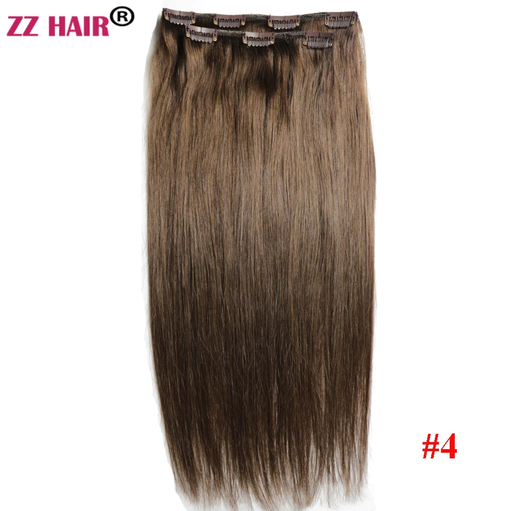 ZZHAIR 100% Human Remy Hair Extensions 2pcs Set 16"-28" 100g-200g  Clips-in Two Pieces Natural Straight 1x20cm 1x15cm