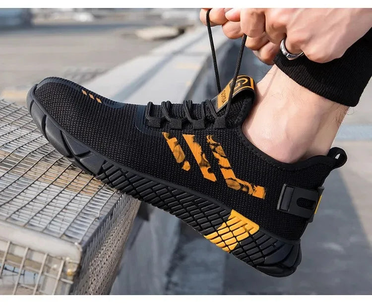 Work Sneakers Men Safety Shoes Construction Steel Toe Work Shoes Safety Boots Men Shoes Anti-Puncture Working Summer Kevlar
