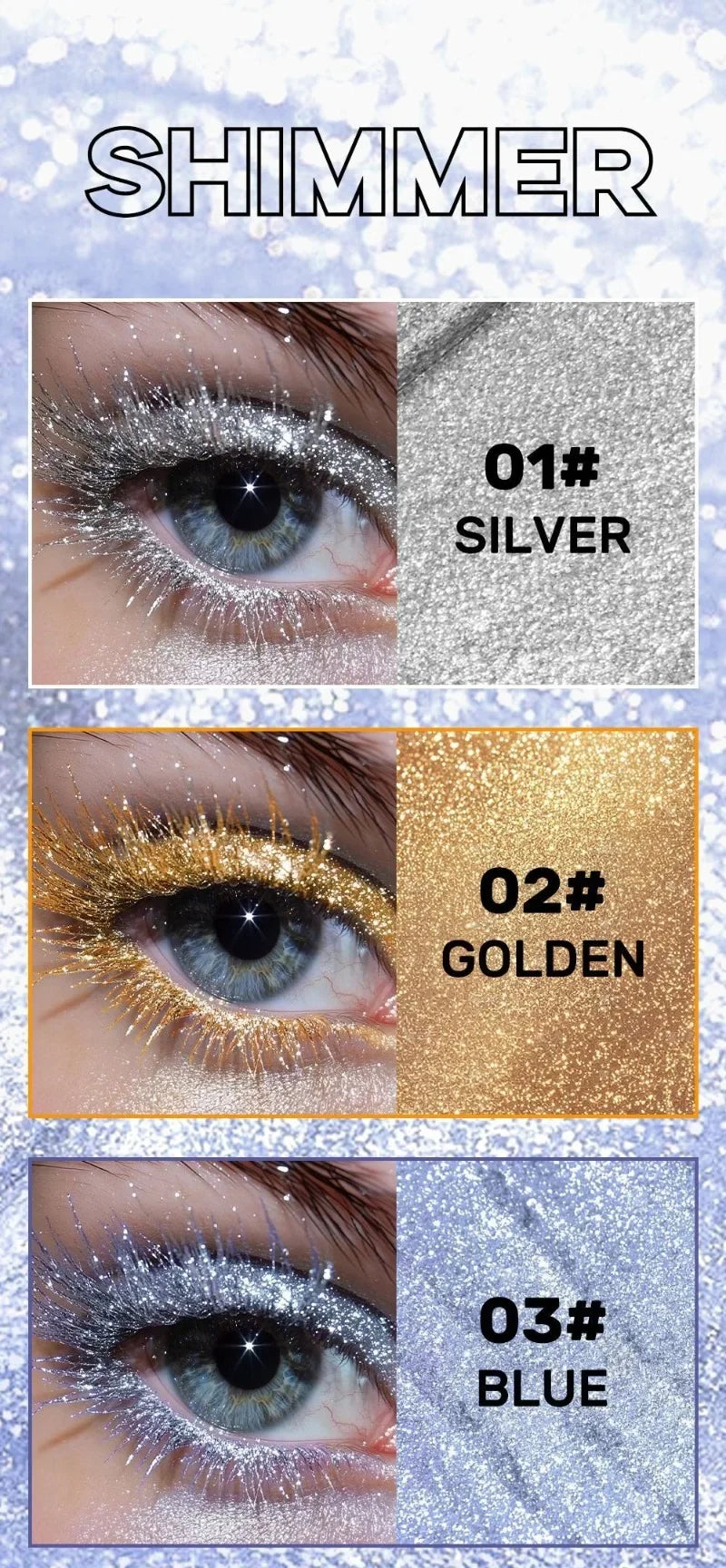 5 Colors Diamond Mascara Shining Galaxy Sequins Waterproof Fast Drying  Glitter Eyelashes Curling Thick Mascara Shimmer Makeup