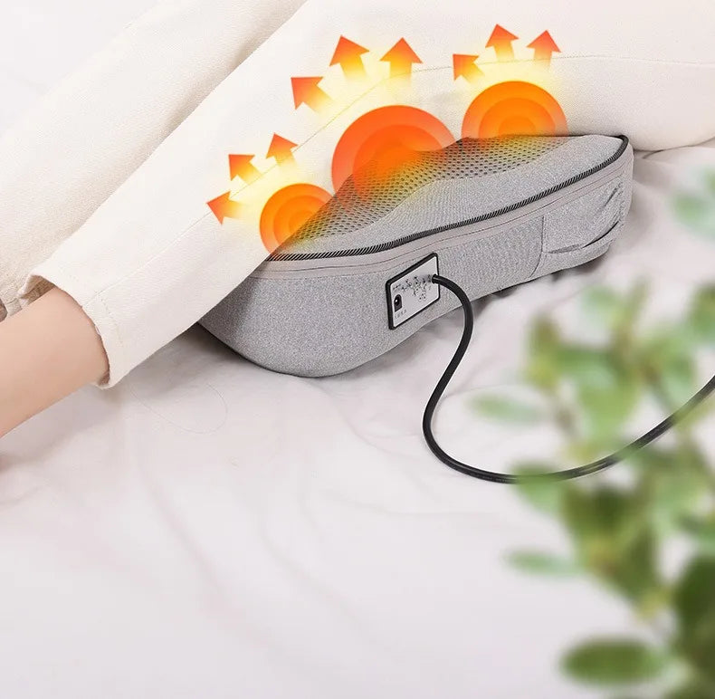 Back Massage Electric Heated Kneading Home Neck and Waist Open Back Lumbar Portable Full Body Massage Cushion With Hand Control