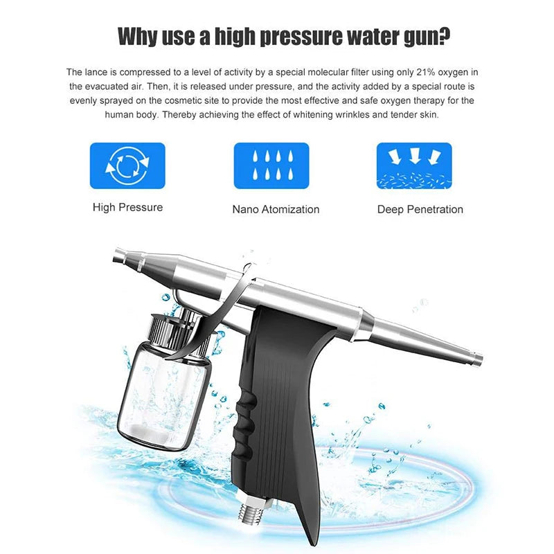 Professional Water Oxygen Machine Jet Spray Gun Kit Skin Care Facial Moisturizing Cleaning Pores Whitening Sauna Spa Beauty Home