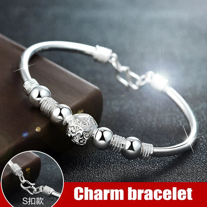3 Style New 925 sterling silver Lucky Charm Bracelet Cuff Bracelets For Women Bangles Fashion Jewelry Pulseira
