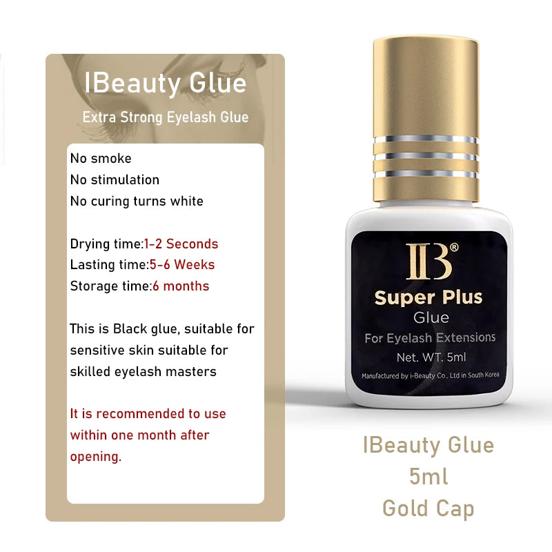 20 Bottles Original IBeauty Super Plus Glue for Eyelash Extensions 5ml Korea Golden Cap False Eyelash Glue Makeup Tools Supplies