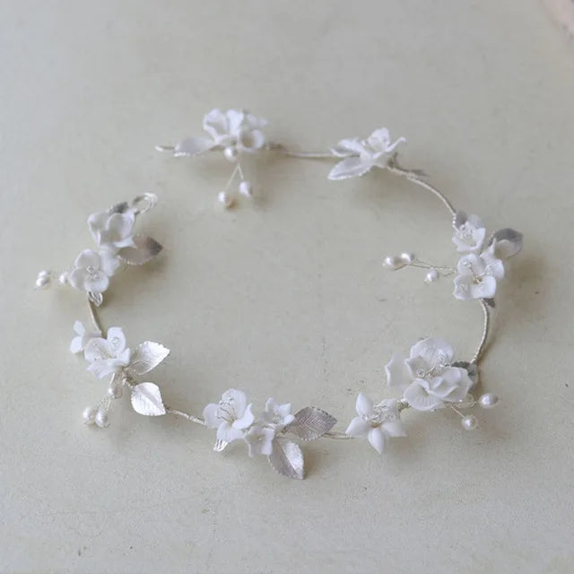 SLBRIDAL Handmade Luxury Rhinestones Freshwater Pearls Ceram Flower Bridal Tiara Wedding Bridesmaids Crown Women Hair Jewelry