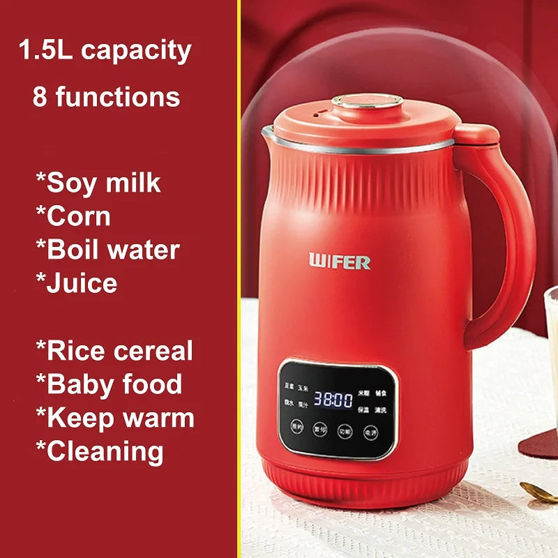 1500ml Soy Milk Machine12h Appointment Filter-free Wall Breaking Machine Mixer Home Electric Juicer Multifunctional Food Process