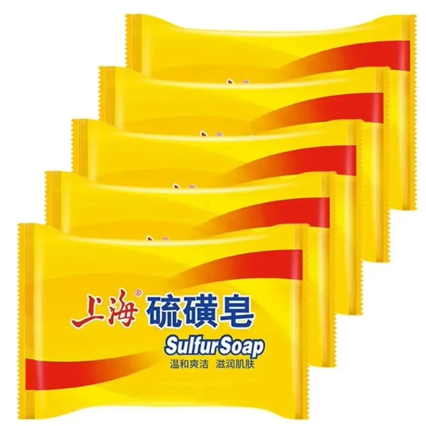 3/5Pcs Shanghai Sulfur Soap Traditional Chinese Skin Care Oil-Control Acne Cover Cleanser For Healthy Glowing Skin