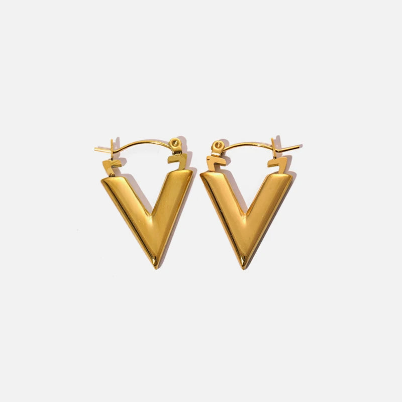 EILIECK 316L Stainless Steel Big V Metal Earrings For Woman Fashion Jewelry Temperament Girl Daily Wear Hoop Earrings Waterproof