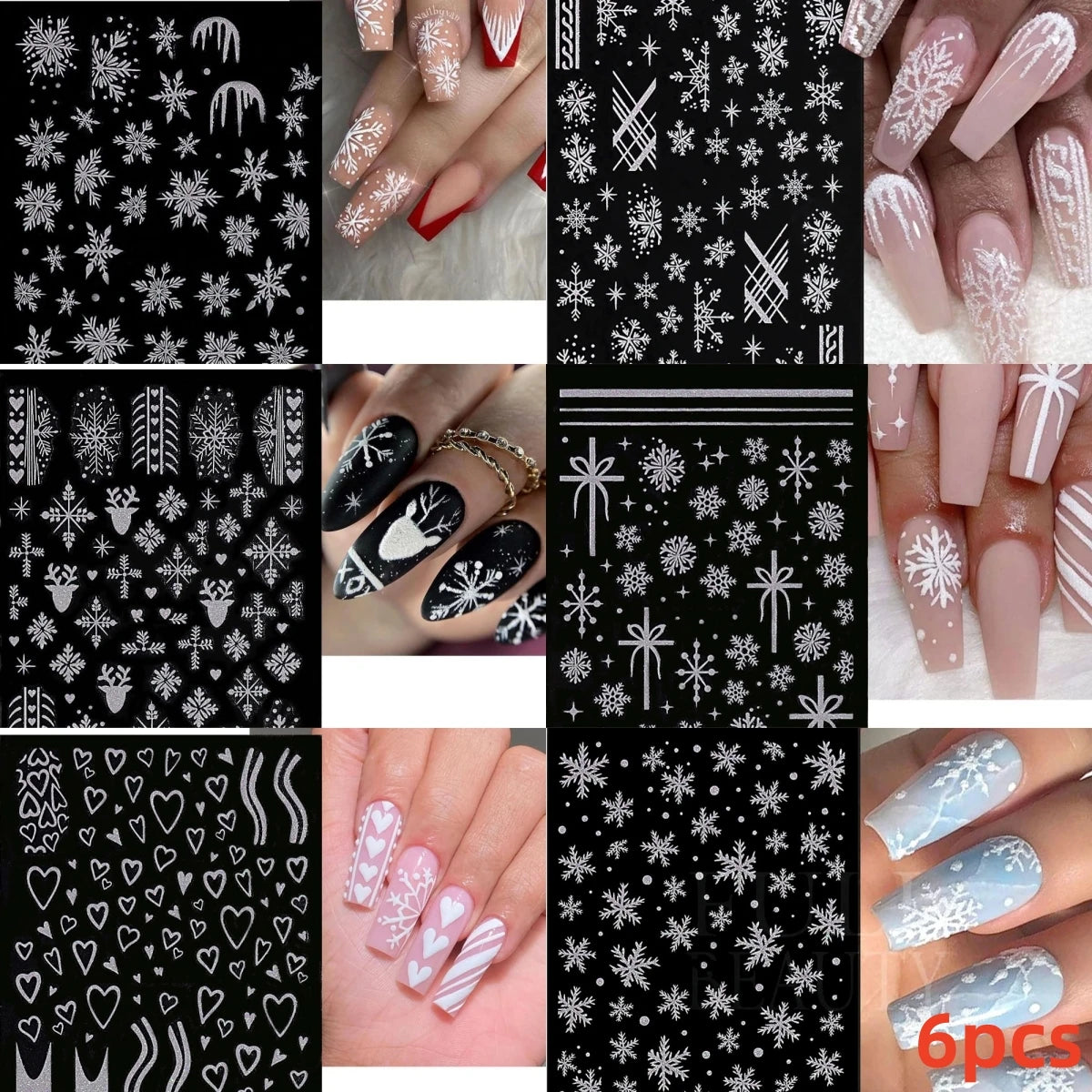 7pcs/Set Bronzing Gold/Silver Nail Art Sticker Sun Stars Moon Design Nail Decals 8*10CM Laser Bohemia Self-Adhesive Slider NLS