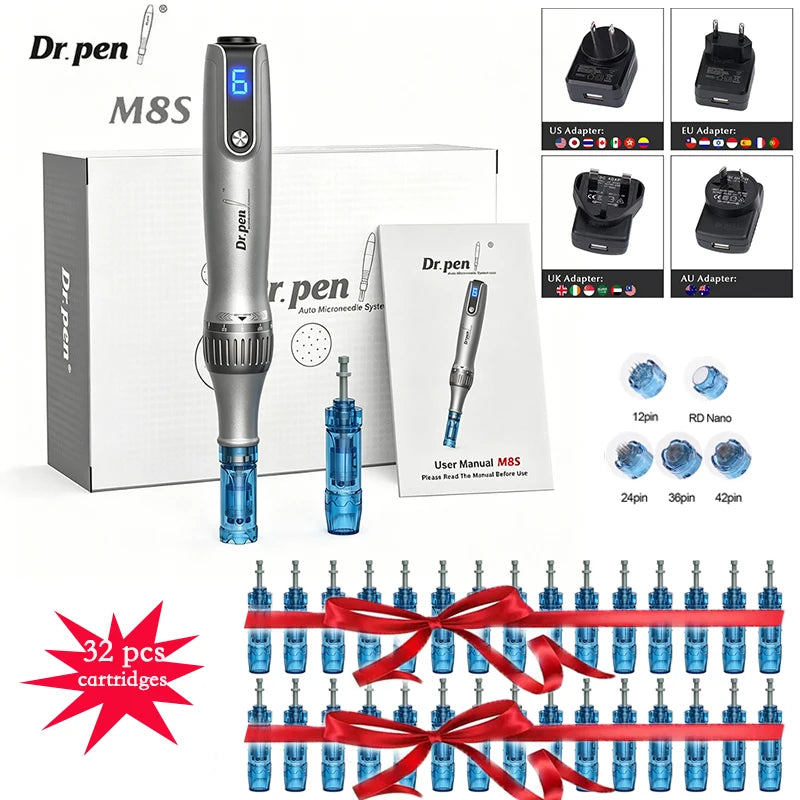 M8S Dr.pen With 32 Needles Catridges Length Needles 0.25mm Derma Pen