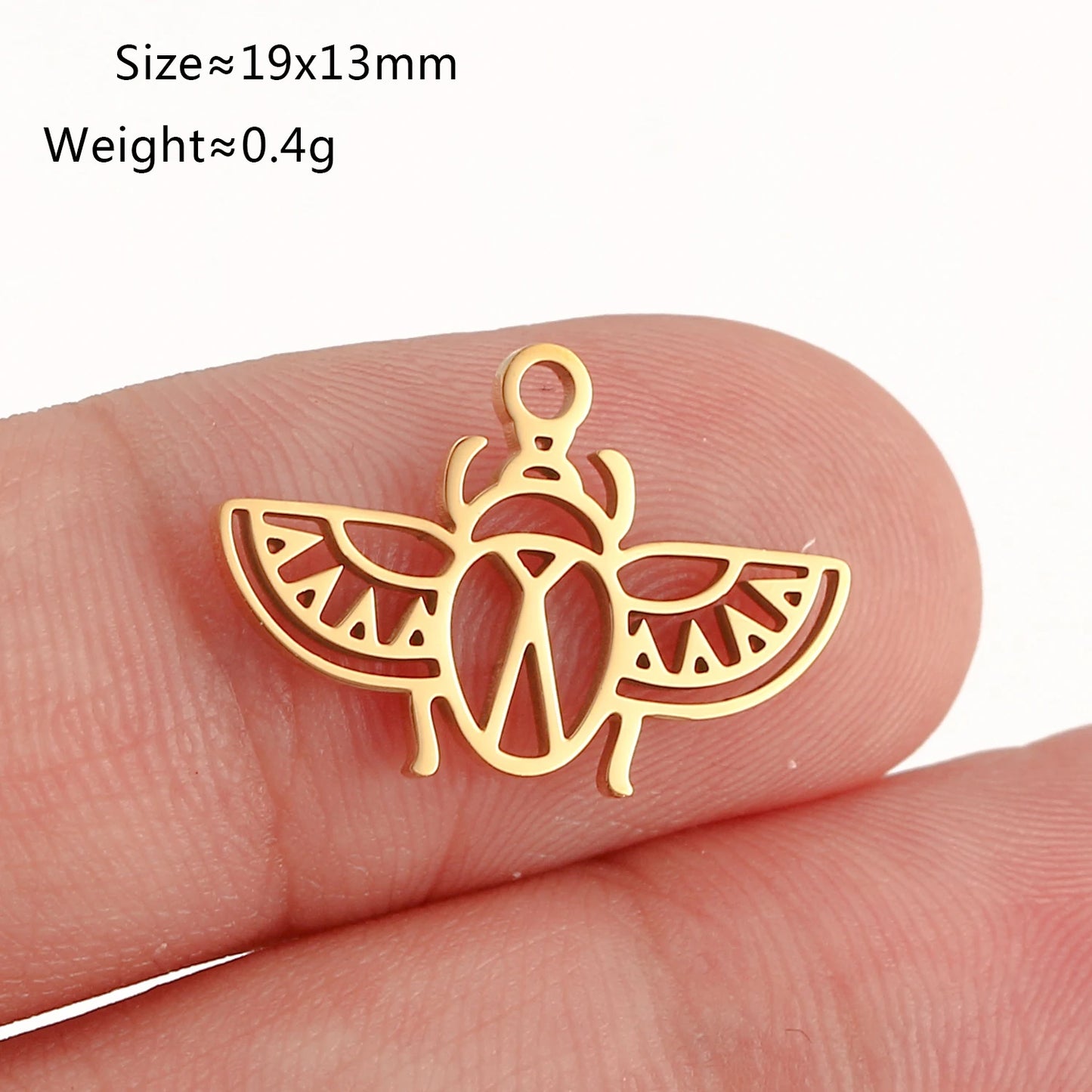 5Pcs Spring Bee/Butterfly/Beelet Charms Stainless Steel Scarab Moths Pendants DIY  Necklace Bracelet Jewelry Making Accessories