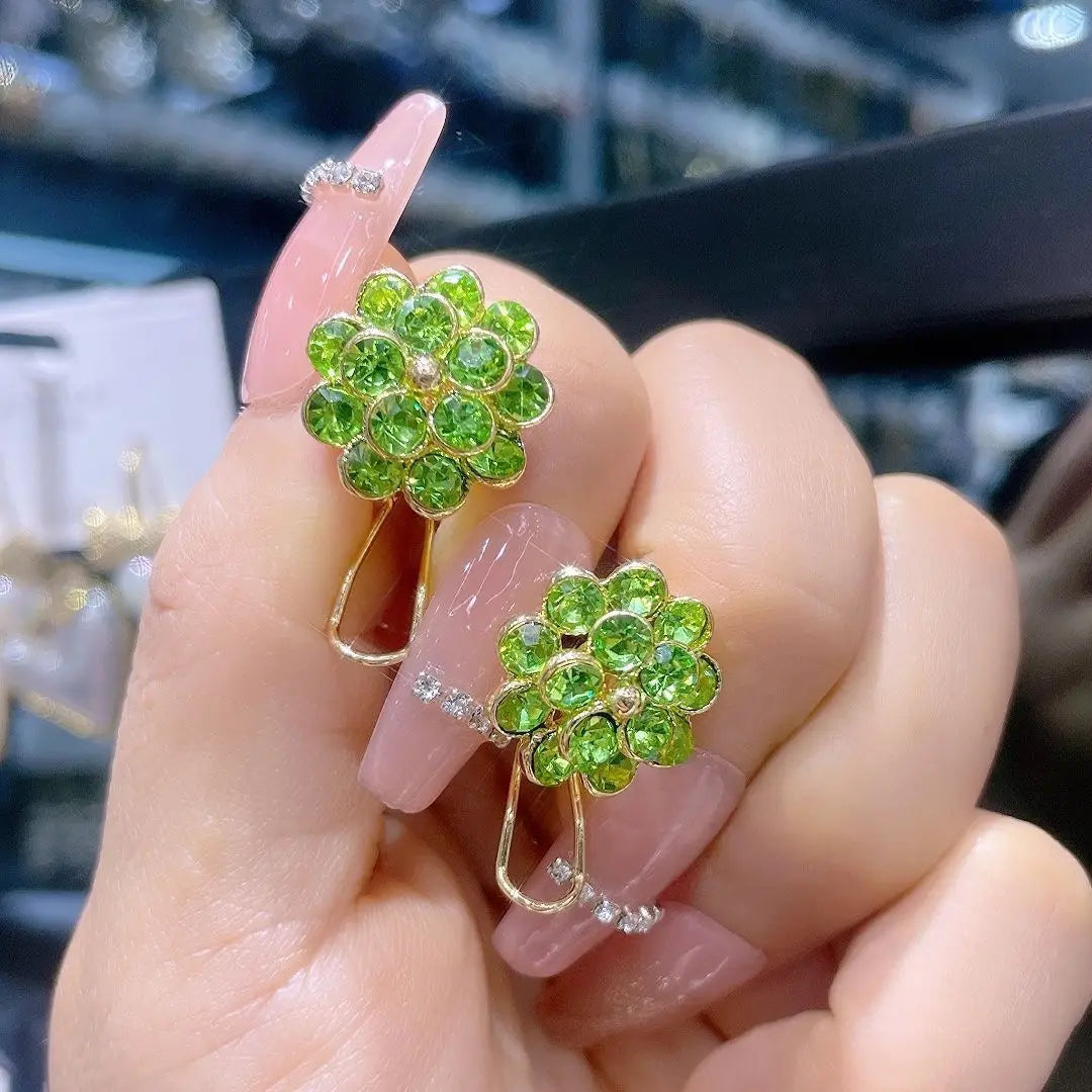 2023 New Fashion Trend Unique Design Elegant Delicate Green Zircon Flower Earrings For Women Jewelry Wedding Party Premium Gifts