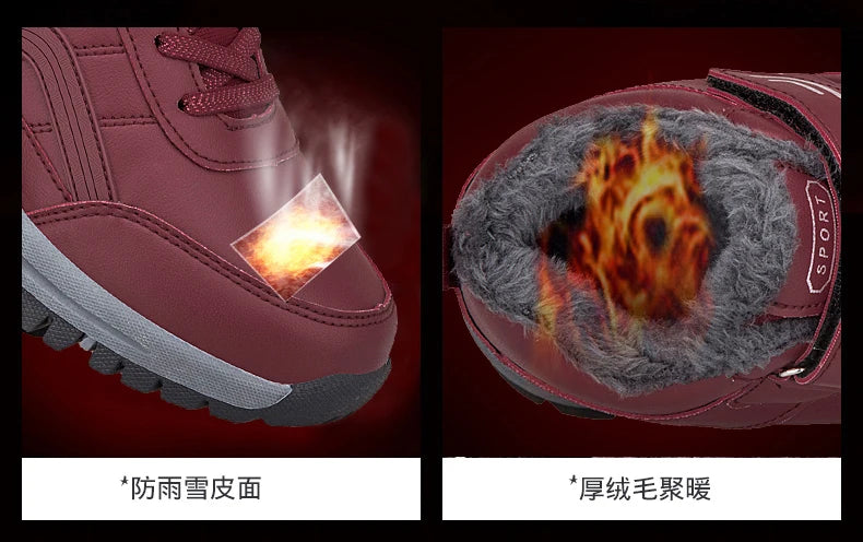 Winter Men's Snow Boots Women Slip On Winter Shoes Waterproof Comfortable Ankle Boots Sneakers Plush Hiking Walking Couple Shoes