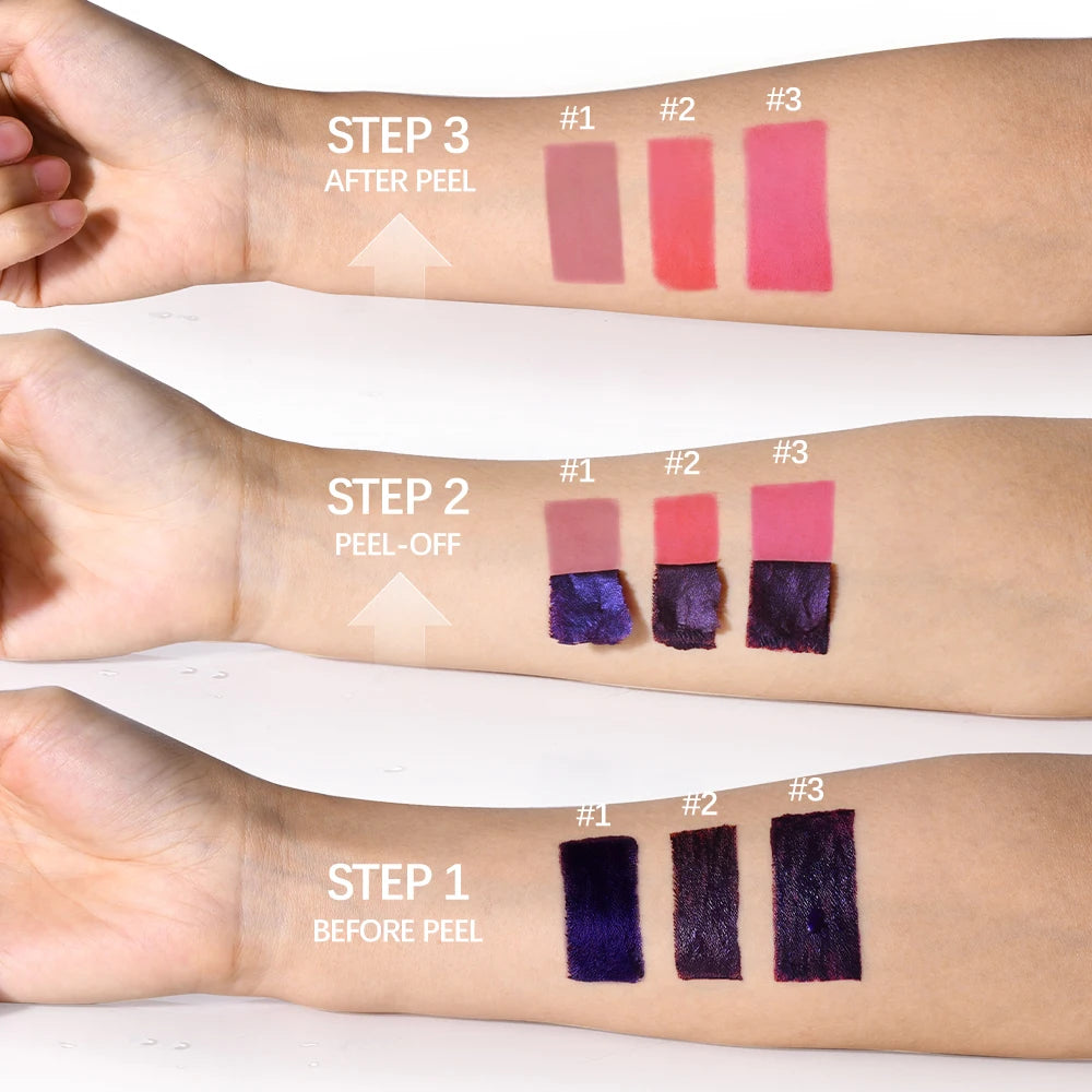 Long Lasting Waterproof Peel Off Lip Stain Lip Tint Transfer Proof Non-stick Cup Matte Reveal Lip Stain Cosmetics for Women