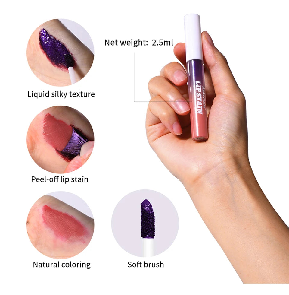 Long Lasting Waterproof Peel Off Lip Stain Lip Tint Transfer Proof Non-stick Cup Matte Reveal Lip Stain Cosmetics for Women
