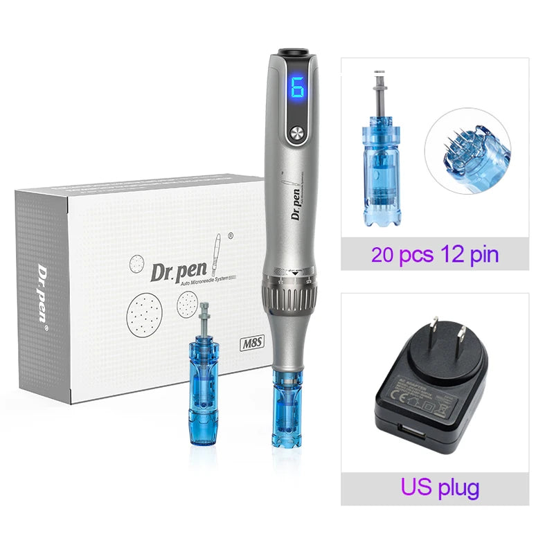 Authentic Dr pen Ultima M8S With 22 pcs Needle Pin Microneedling Pen Wireless Derma Pen Beauty Machine needle length 0.25 mm