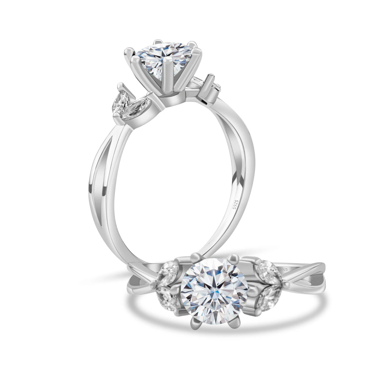 6.5MM 1CT D Color Moissanite Ring S925 Sterling Silver super Sparkling Ring Woman Man Daily Wear Engagement Wedding Rings Gift