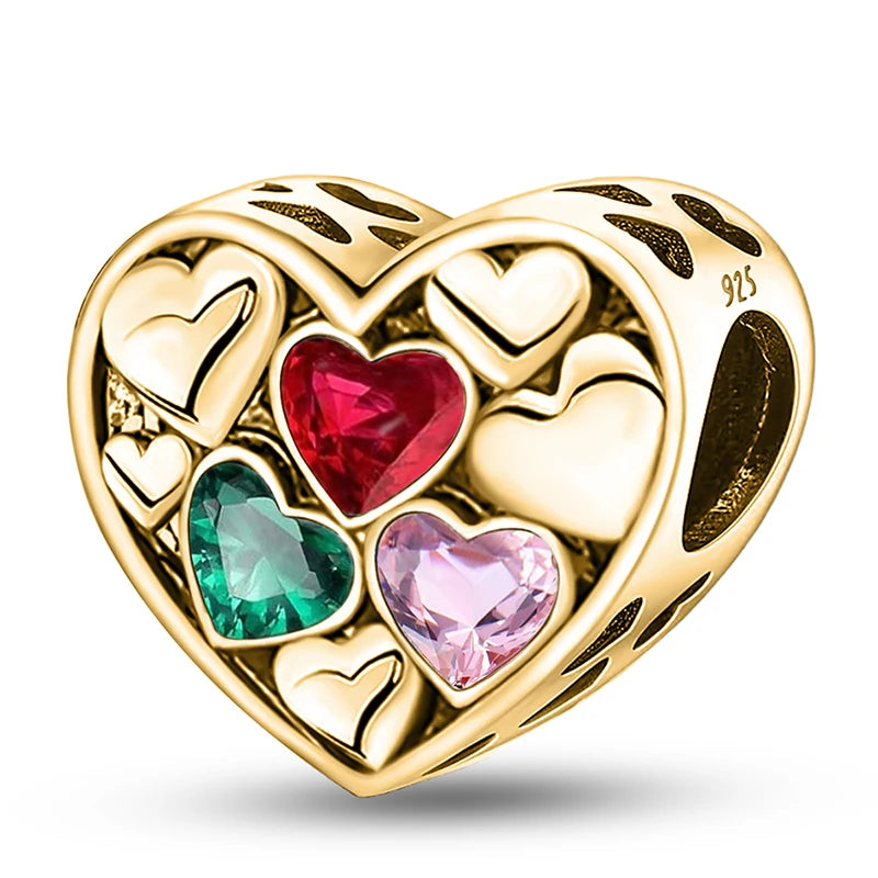 Shecharms 925 Sterling Silver Love Heart Firefly Golden Series Charms Fit DIY Making Bracelet Necklace High Quality Fine Jewelry
