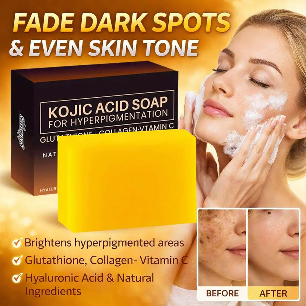 1/2Pack Kojic Acid Soap Handmade Soap Bar with Vitamin C, Retinol & Collagen, Skin Care Cleansing Dark Spot for Body & Face Wash
