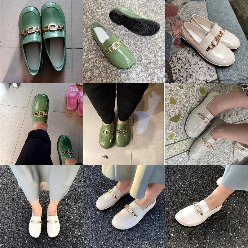Rain Boots Women Diamond Chain Waterproof Water Shoes Top Quality Women's Rubber Shoes Oil-resistant Non-slip Kitchen Galoshes