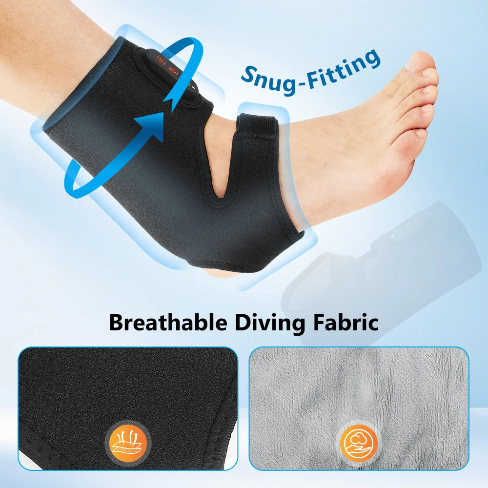 Electric Dual Ankle & Foot Massager 3 Levels Heat Vibration Hot Compress Ankle Massage Heated Wrap Support Brace Foot Protector