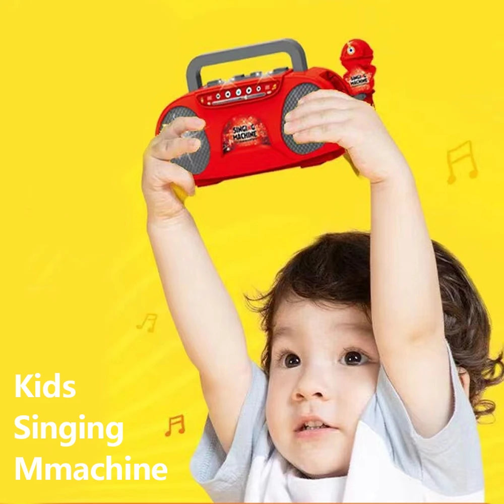 Singing Microphone Machine Kids Portable Karaoke Music Instrument With Lights Connect Phone Toys For Girl Boy Educational Gifts