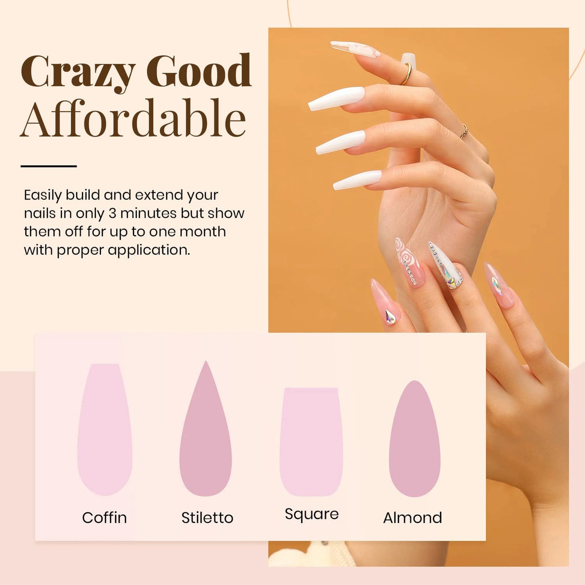 Makartt Poly Nail Extension Gel 50ML Hema Free Natural Pink Builder Gel UV LED Cured for Nail Art DIY Salon