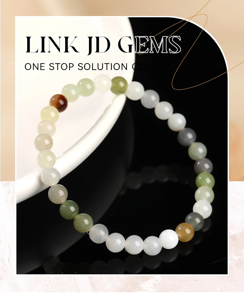 JD Natural Stone Colorful Hetian Jade Duobao Nephrite Bracelet Women Charm Lucky Reiki Healing Stretch Bangles Hand String Gift