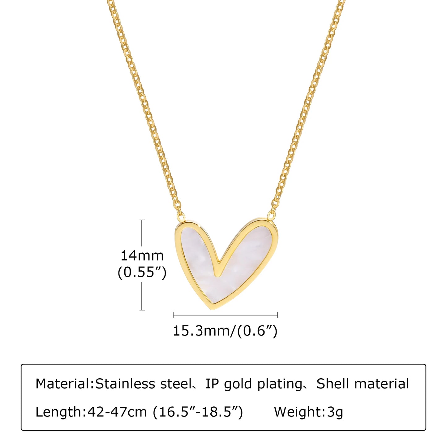 Stainless Steel Love Heart Pendant Necklace , Adjustale Link Paperclip Chain For Women Birthday Girls