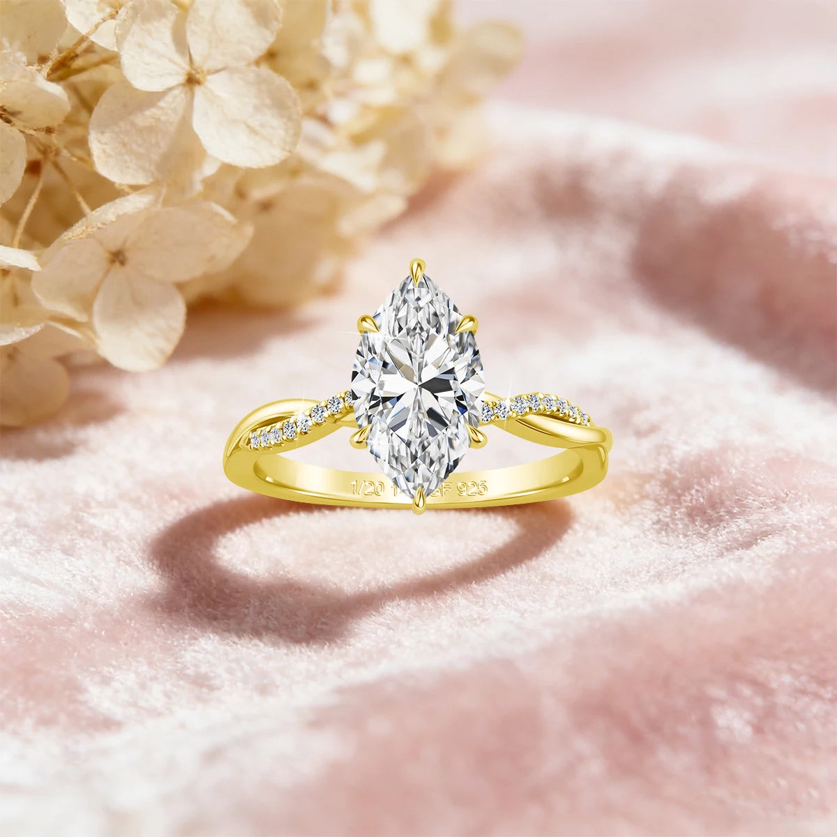 14K Gold Filled 3CT Marquise Moissanite Bride Engagement Ring Set D Color GRA Certified Gemstone Wedding Band Custom Jewelry