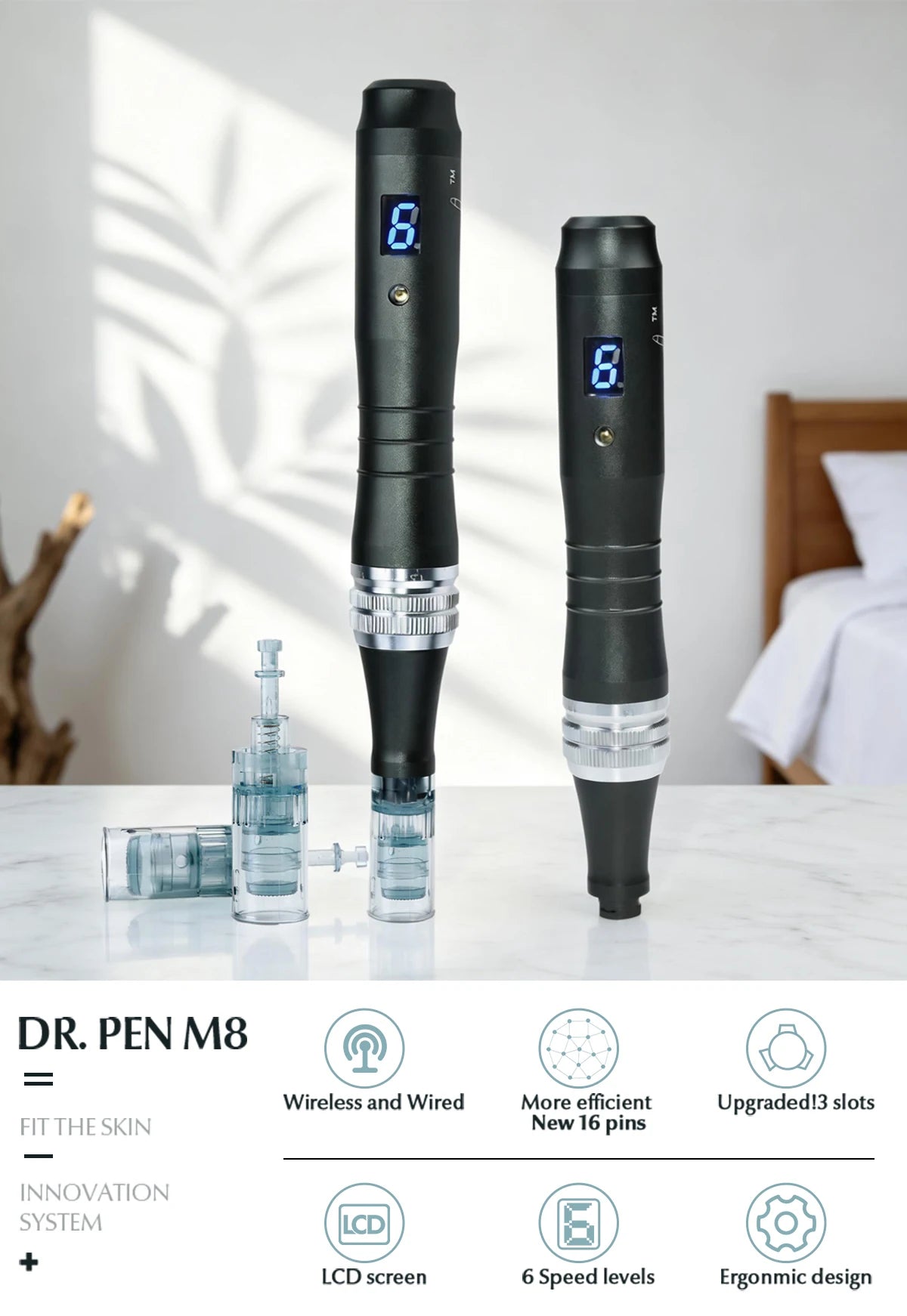 Authentic Dr pen Ultima M8 -W Microneedling Face Hair Care Wireless Derma Pen Beuty Machine Needle length 0.25 mm