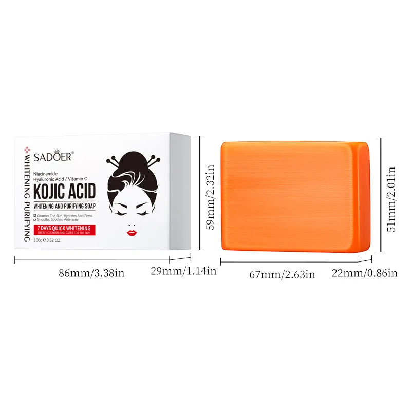 Kojic Acid Whitening Cleansing Soap, Facial And Body Soap Containing Niacinamide And Hyaluronic Acid, With A Foaming Net.