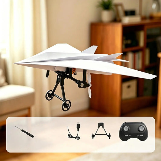 DIY RC Paper Airplane Kit Plane Toy With Gyro Stabilizer Electric Remote Control Plane For Boys Girls Backyard Park Beach