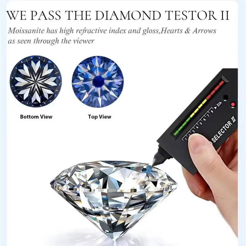 5.0 Carat Green Moissanite Rings Pass Diamond Test AU750 White Gold Ring with Certificate Black Card Sterling Silver Jewelry