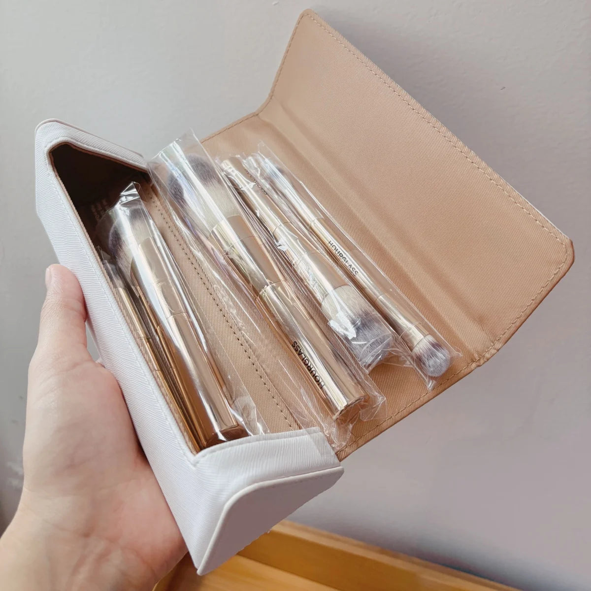 Face and Eye Travel Brush Set Gold High Quality Synthetic Hair Makeup Brushes Set with Pouch Box
