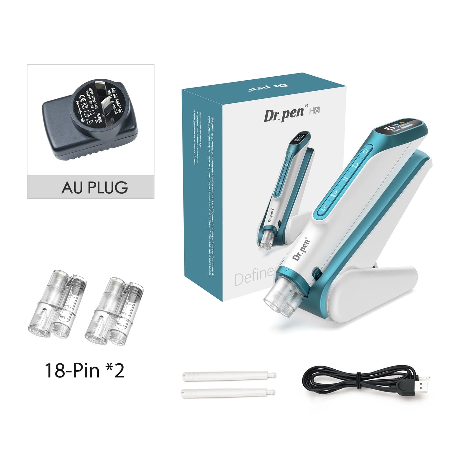 Dr. pen H6 Newly Upgraded Dual Cartridge Design Intelligent Infusion Microneedling pen Needle length 0.25mm as a high-end gift