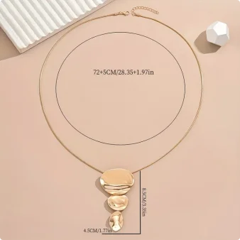 Fashionable Minimalist Asymmetrical Geometric Circle Pendant Necklace Elegant Jewelry Accessory