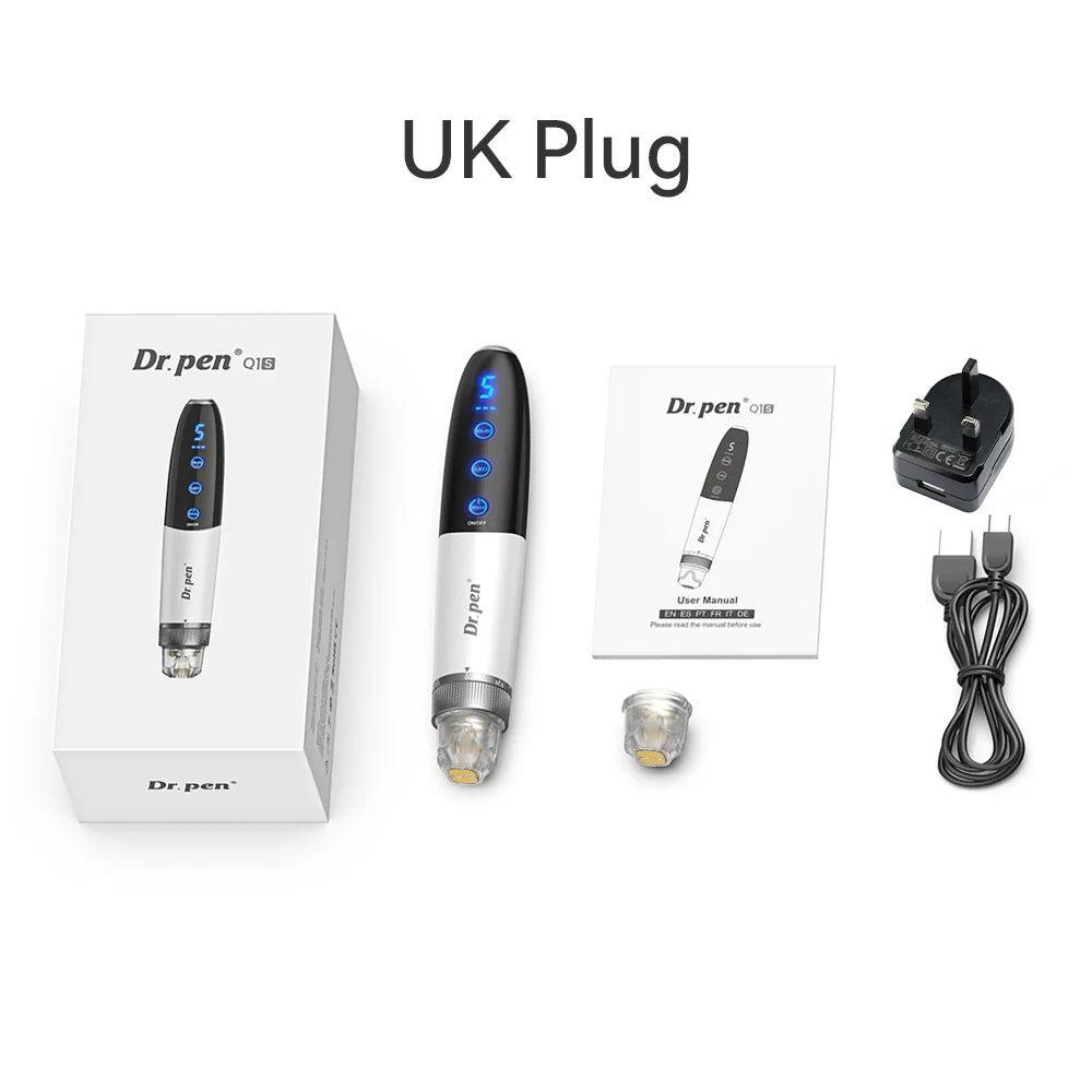 Dr.pen Q1S: Microneedle with EMS, Red/Blue LED, 700mAh Built-in Battery,2 Titanium Cartridge, Needle length 0.25 mm