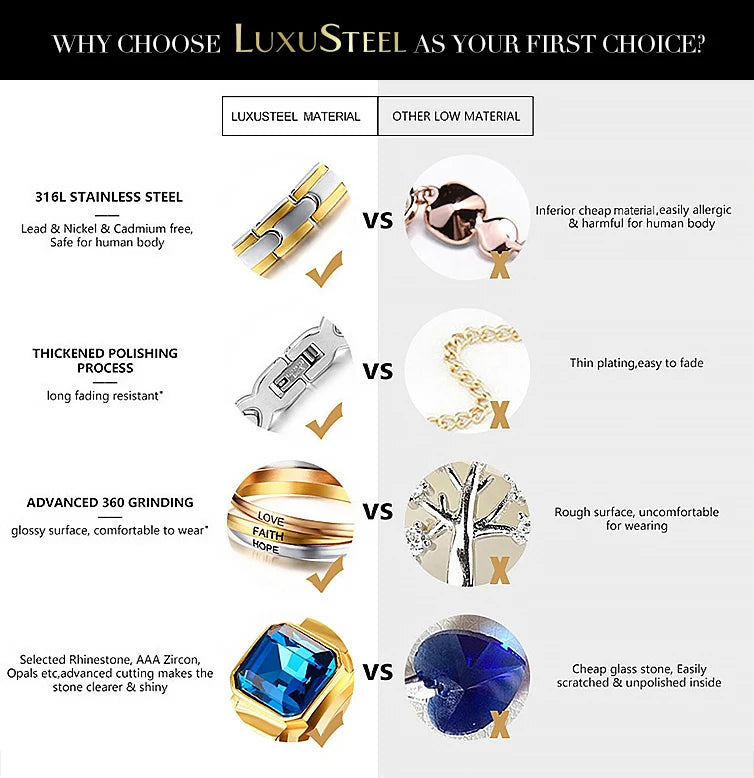 LUXUSTEEL 2-8mm Women‘s Stainless Steel Chain Bracelet Geometric Charm Chain Metal Female Bracelet Fashion Jewelry Party Gifts